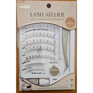 KISS LASH ATELIER Extension Design Kit Faux Eyelashes NATURAL 46 Cluster 36 Sngl